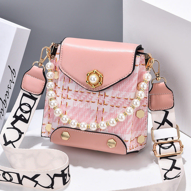 Women's Crossbody Bag --- Girl's Cute Princess Wallet Classic Shoulder Bag Summer Pearl Chain Phone Bag