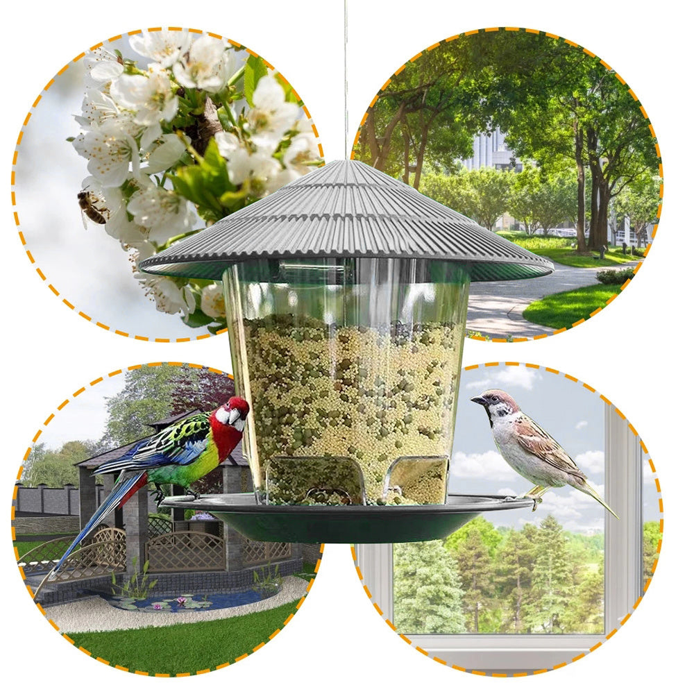 Hexagonal Plastic & Metal Bird Feeder - Attract Wild Birds with Easy Refill