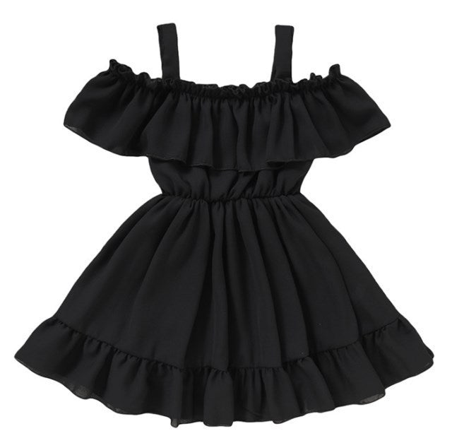 Babies and Kids Fashion Casual Gathered Solid Color Dresses