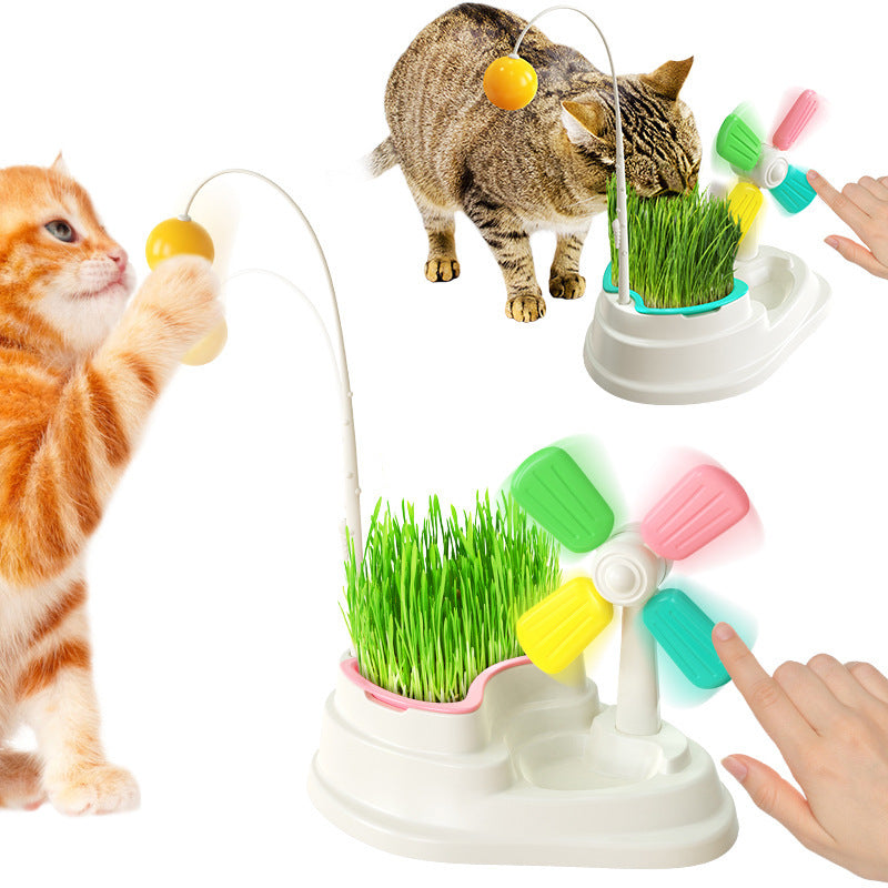 Fun Windmill Cat Stick Toy - Desktop Grass Box Pet Toys