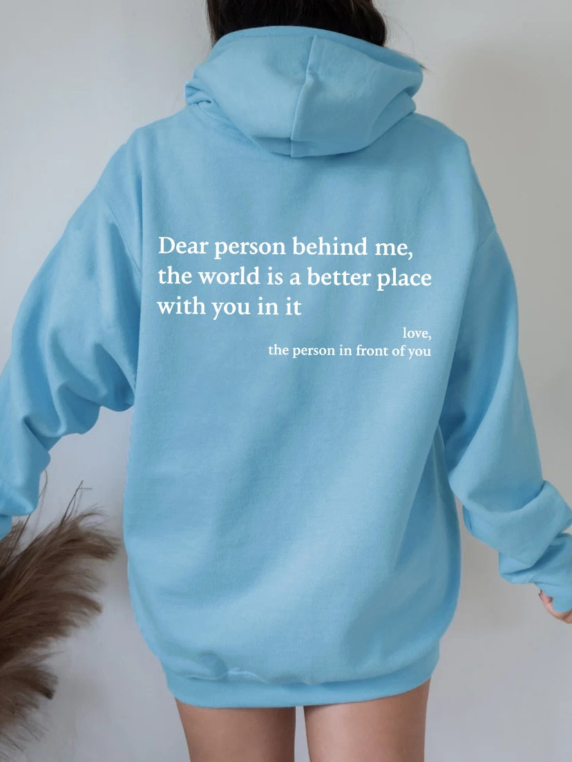 Women's Plush Letter Printed Kangaroo Pocket Drawstring Printed Hoodie - Unisex Trendy Hoodies