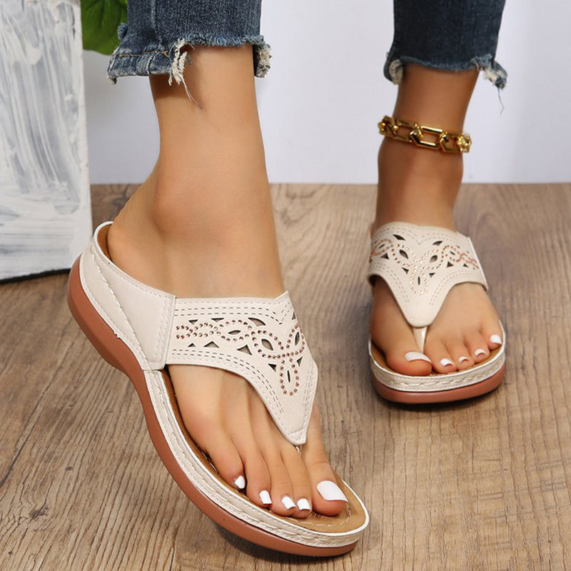 Clip Toe Wedge Sandals - Women Summer Flip Flops Slippers Beach Shoes