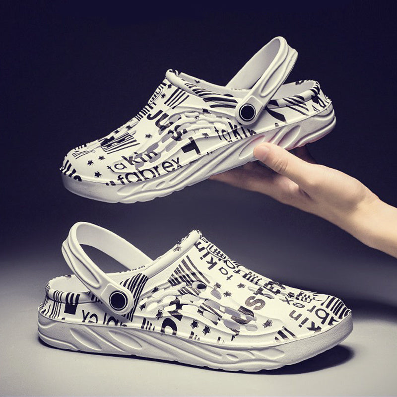 Letter Print Slippers - Men Summer Sandals Beach Shoes