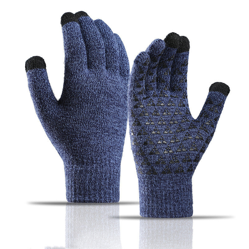Winter Knitted Gloves For Men And Women Warm - Cycling Anti-Cold Anti-Slip Triangular Offset Warm Gloves