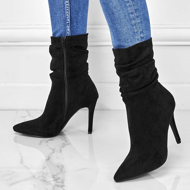 Pointed Toe Stiletto Ankle Heel Boots For Women