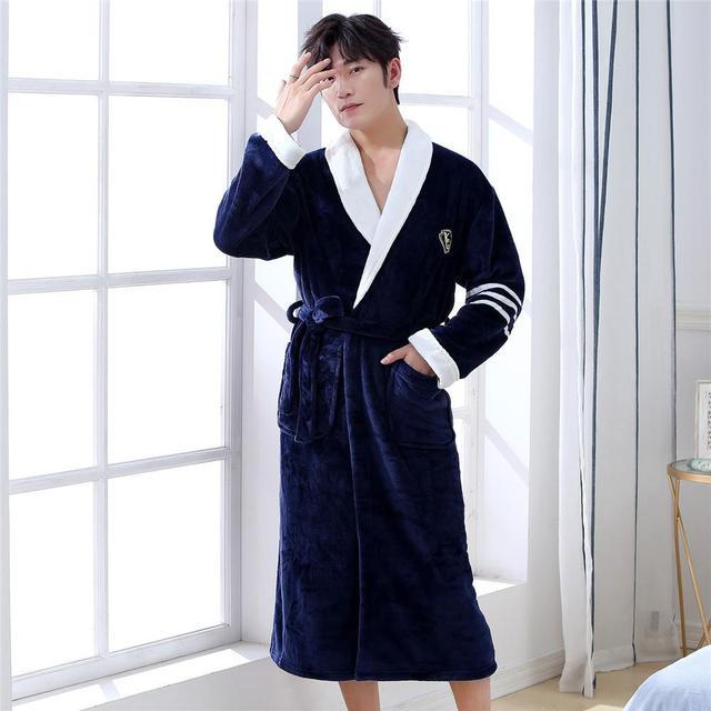 Winter Flannel Lovers - Robe Gown Elegant Solid Casual Sleepwear