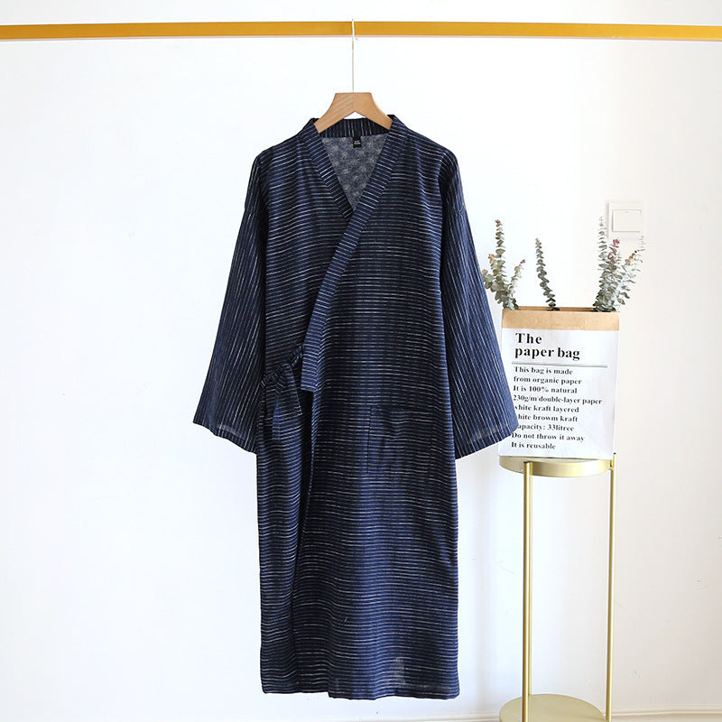 Summer Jacquard Gauze Cotton Kimono - Thin Home Bathrobe Simple