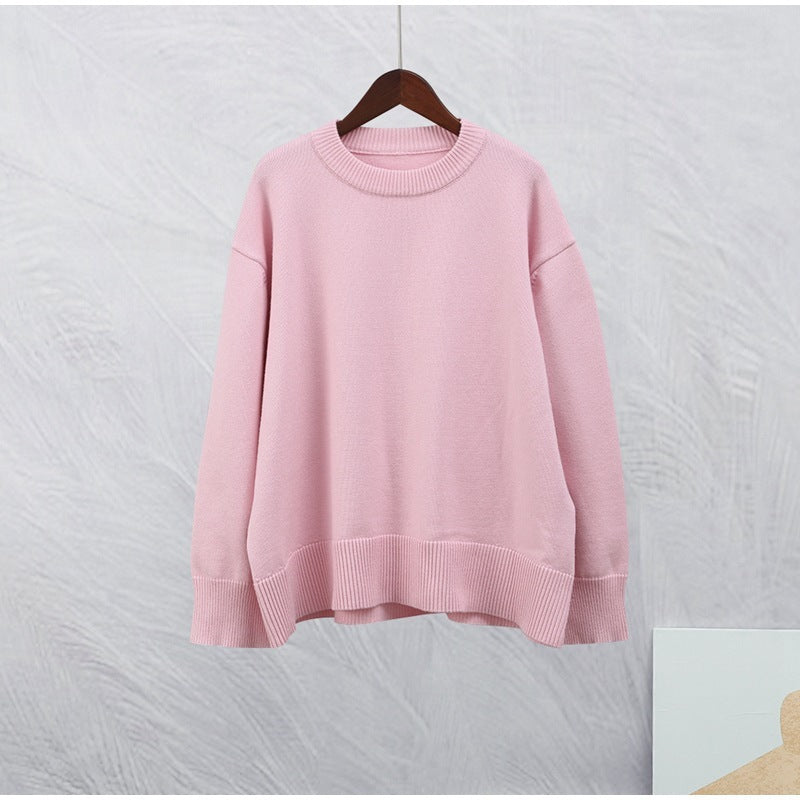 Sweet Crew Neck Pullover Sweater - Winter Fashion Loose Long-sleeved Tops For Women Clothing