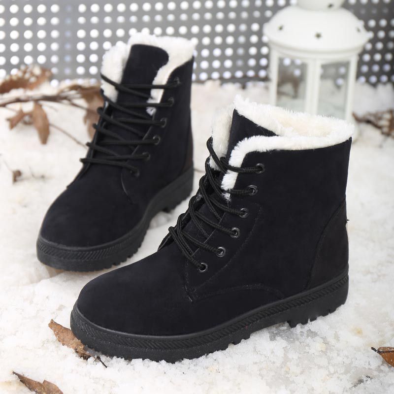 Winter Snow Boots With Warm Plush - Ankle Boots For Women Shoes