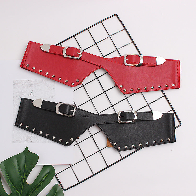 Women Skirt Belts - Decorative Dresses, Waist Closure, Elastic Elastic Rivets, Wide Belts