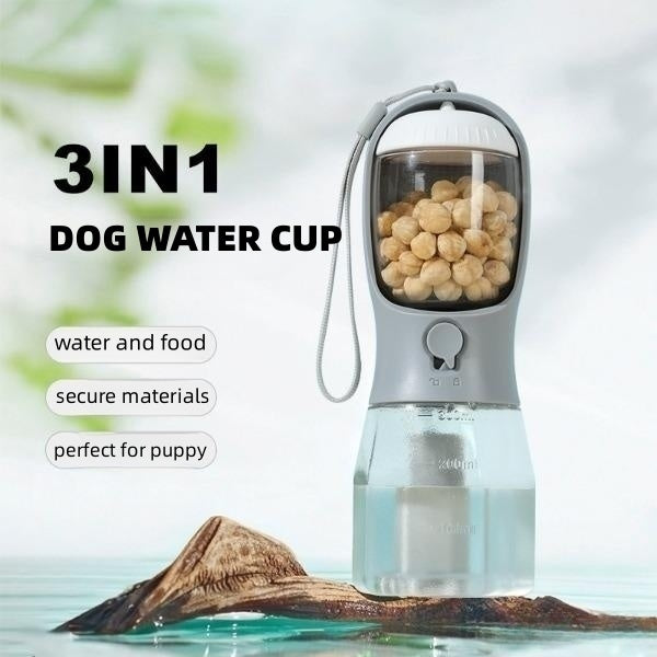 3-in-1 Portable Pet Water & Food Bottle with Waste Bag Dispenser – Ultimate Travel Companion!  Dog Water Cup Drinking Food Garbage Bag Three-in-one Portable Small Multi-functional Pet Cups Pets Supplies - JumoShop