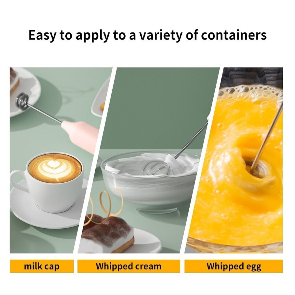 USB Rechargeable Handheld Egg Beater - 3 Speeds Electric Milk Frother Foam Maker Mixer Coffee Drink Frothing Wand Foamer