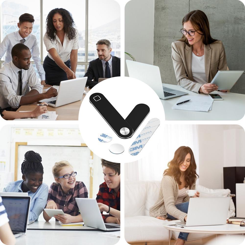 Laptop Phone Holder - Adjustable Laptop Side Mount Clip, Magnetic Laptop Monitor Mount, Computer Laptop Cellphone Stand Foldable Aluminum Expansion Bracket Tablet Clip For Dual Screen