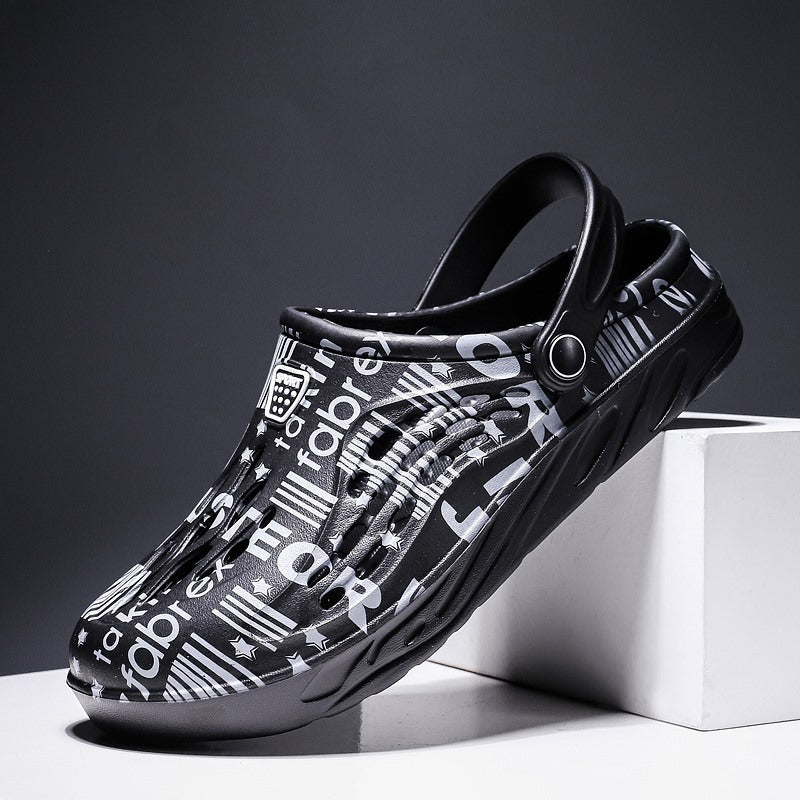 Letter Print Slippers - Men Summer Sandals Beach Shoes