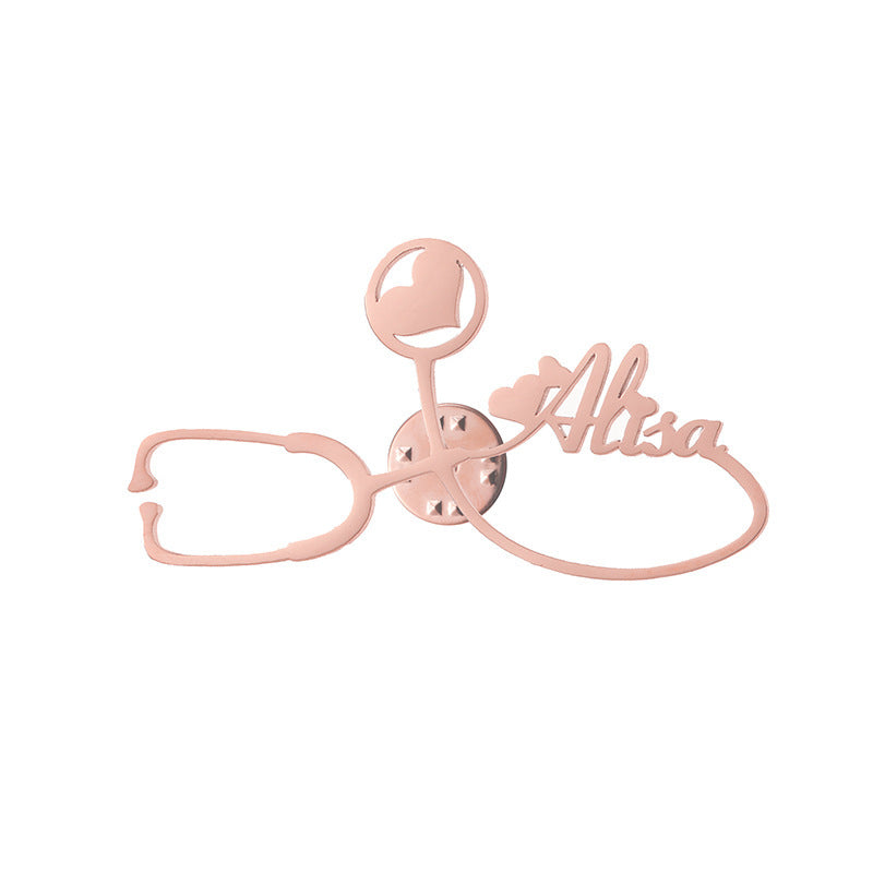 🩺Custom Name Letter Stethoscope Brooch – Stainless Steel Medical Pin