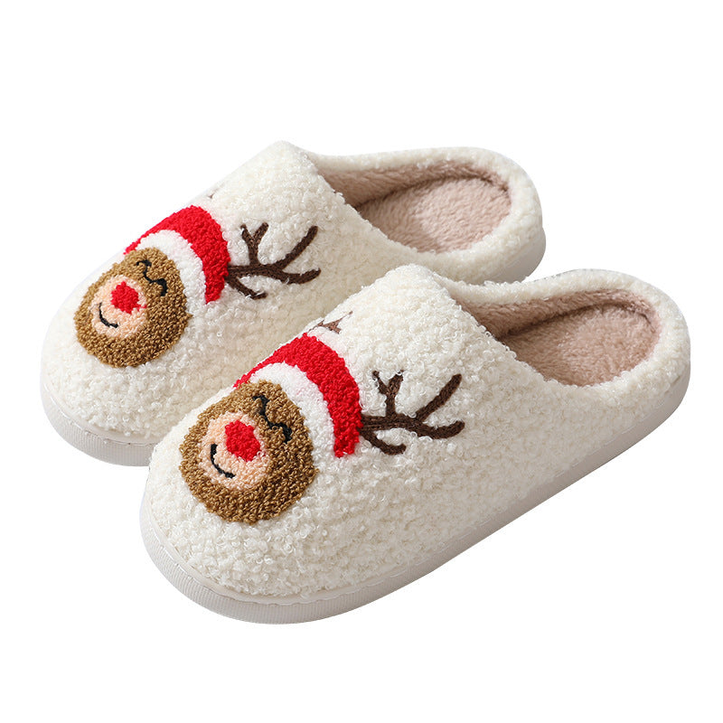 Christmas Home Slippers - Cute Cartoon Santa Claus Cotton Slippers For Women And Men