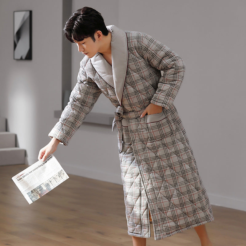 Pure Cotton Long Sleeved Autumn And Winter Bathrobe