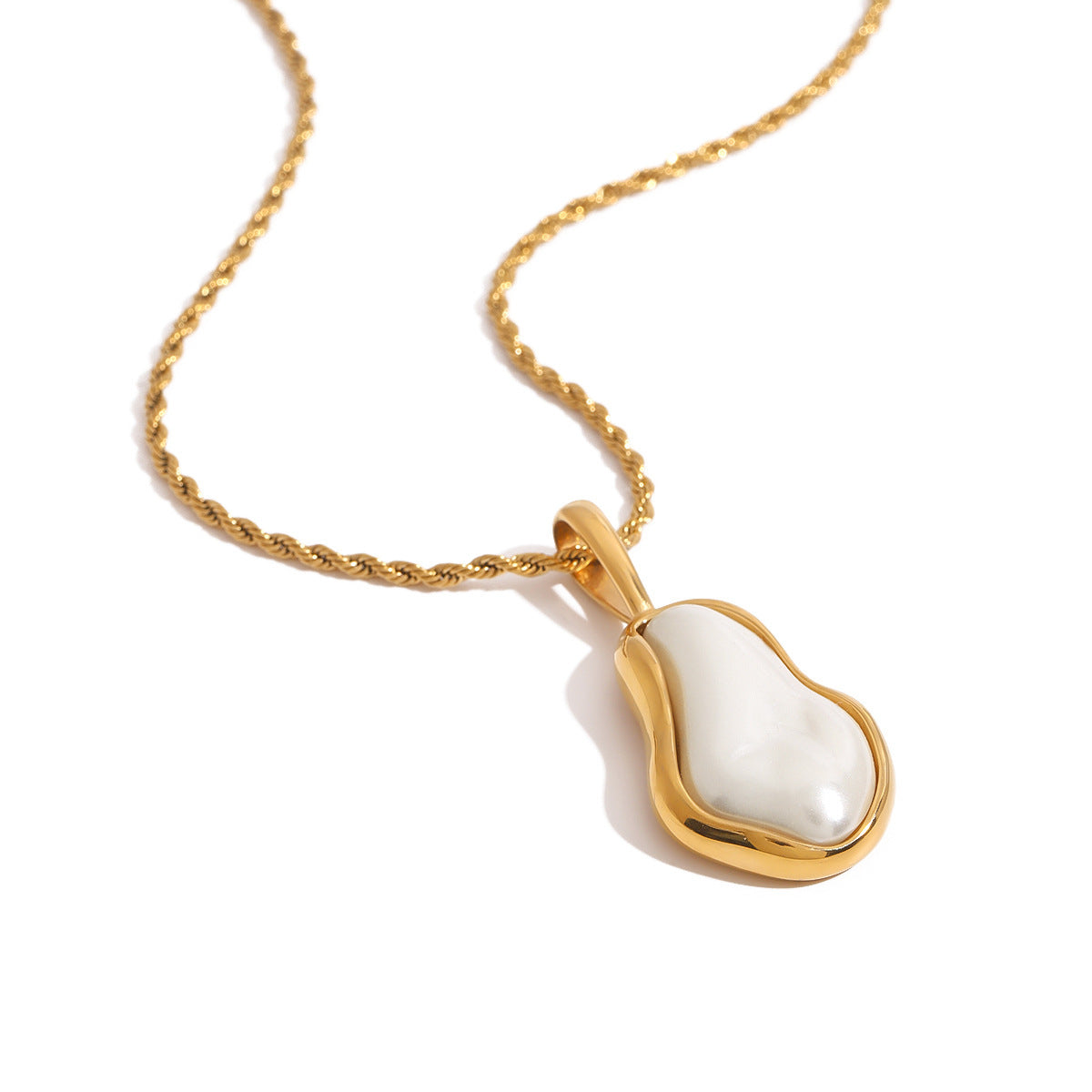 Women Stainless Steel Pearl Necklace