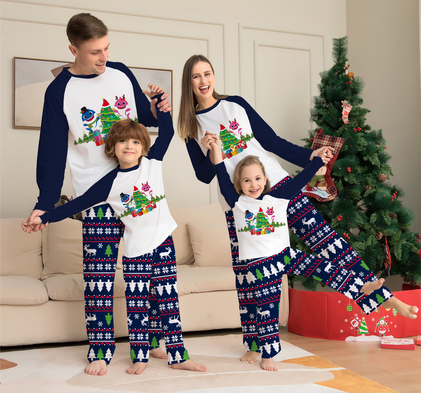 Family Matching Christmas Pajamas Set - Xmas Long Sleeve Sleepwear Nightwear For Couples Kids Baby