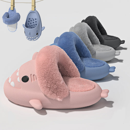 Winter Shark Slippers - Detachable Warm Fuzzy Slippers Bedroom House Shoes Women