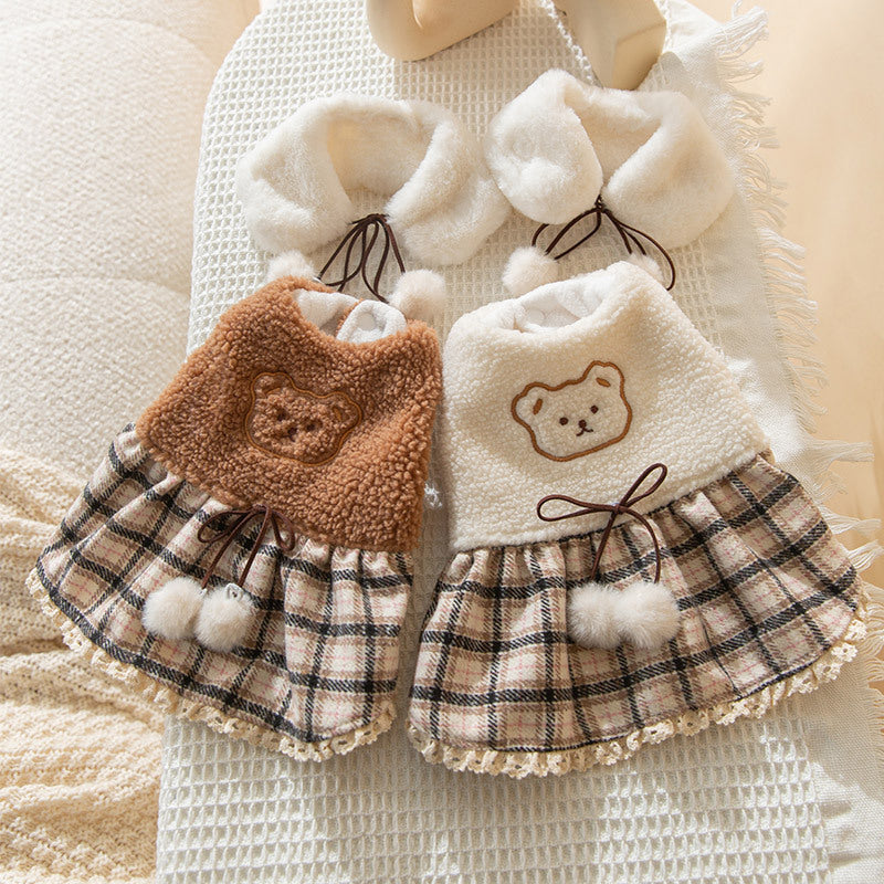 Fashion New Puppy Cute Bear Dress – Cozy & Adorable Tank Skirt with Scarf