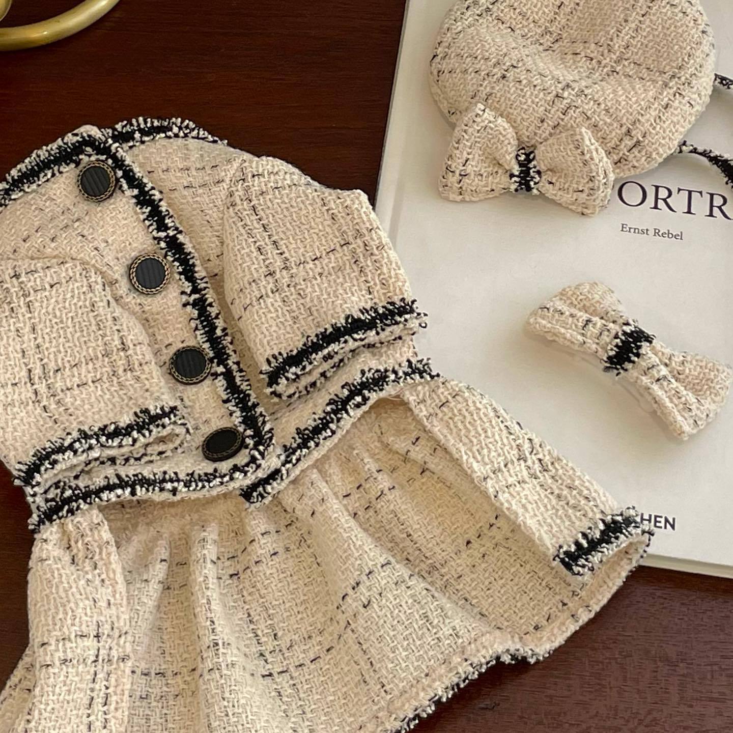 Pet French Vanilla Dress – Elegant Beige Cotton Skirt for Pets