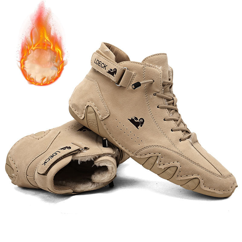 Men's Ankle Boots - Autumn Winter Suede Velcro Shoes Fashion Lace-up Sneakers