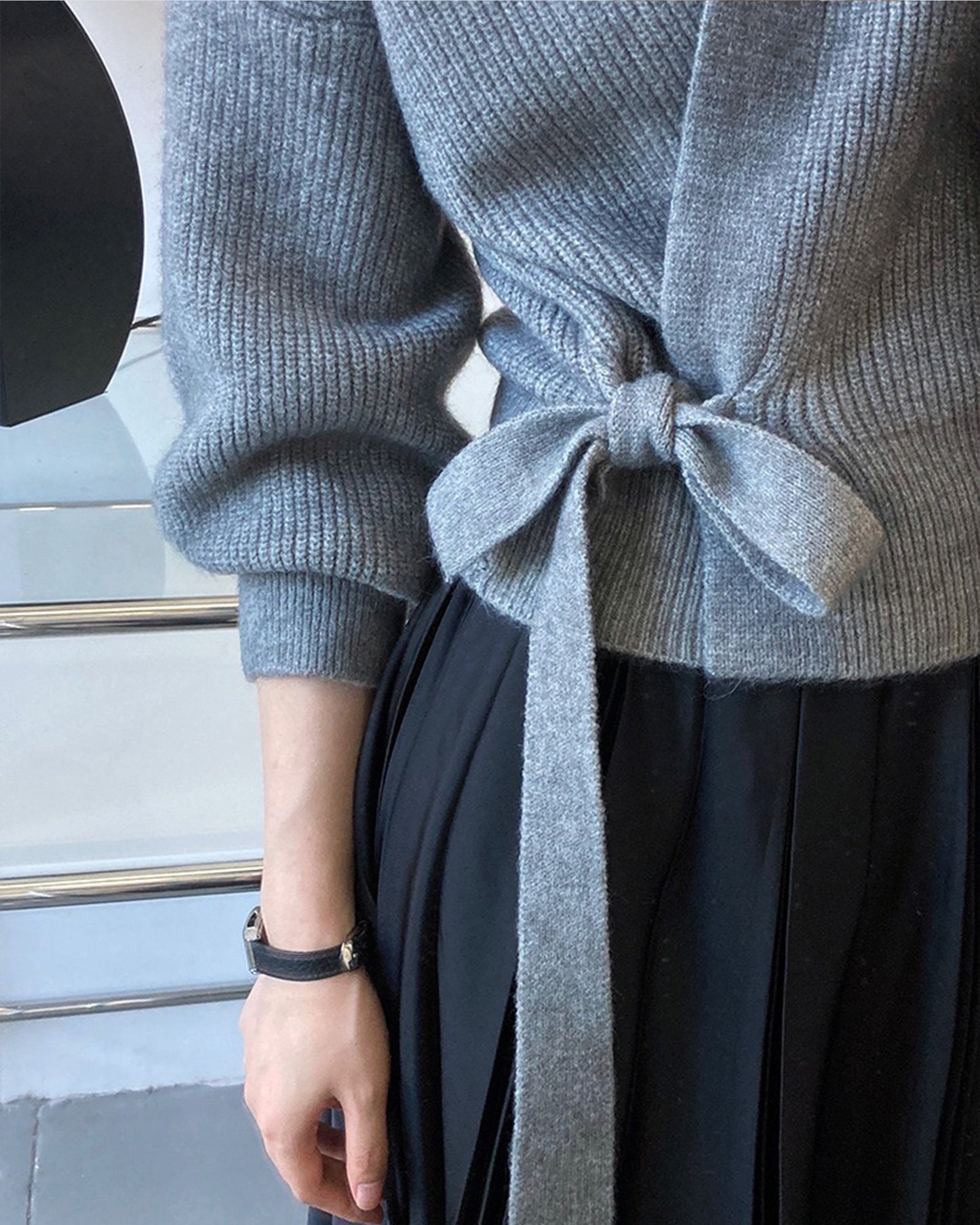 French Retro Knitted Cardigan - Top V-neck Tie Loose Women Sweater Coat, Handmade Spring Clothing, Womens Clothing