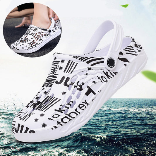 Letter Print Slippers - Men Summer Sandals Beach Shoes
