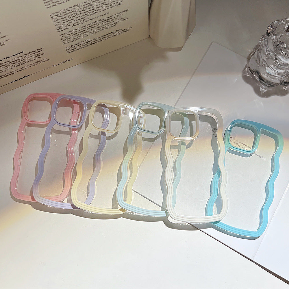 Wave Border Mobile Phone Case - Solid Color Simple Candy Color