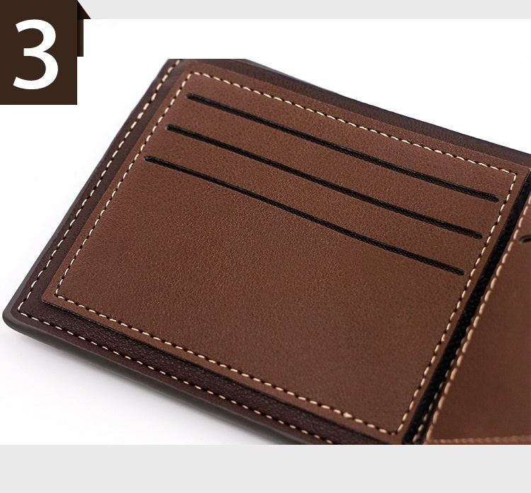 New Personalized Men's Short Wallet - Fashion Silk Screen Wallet Men's Frosted Clutch Wallet