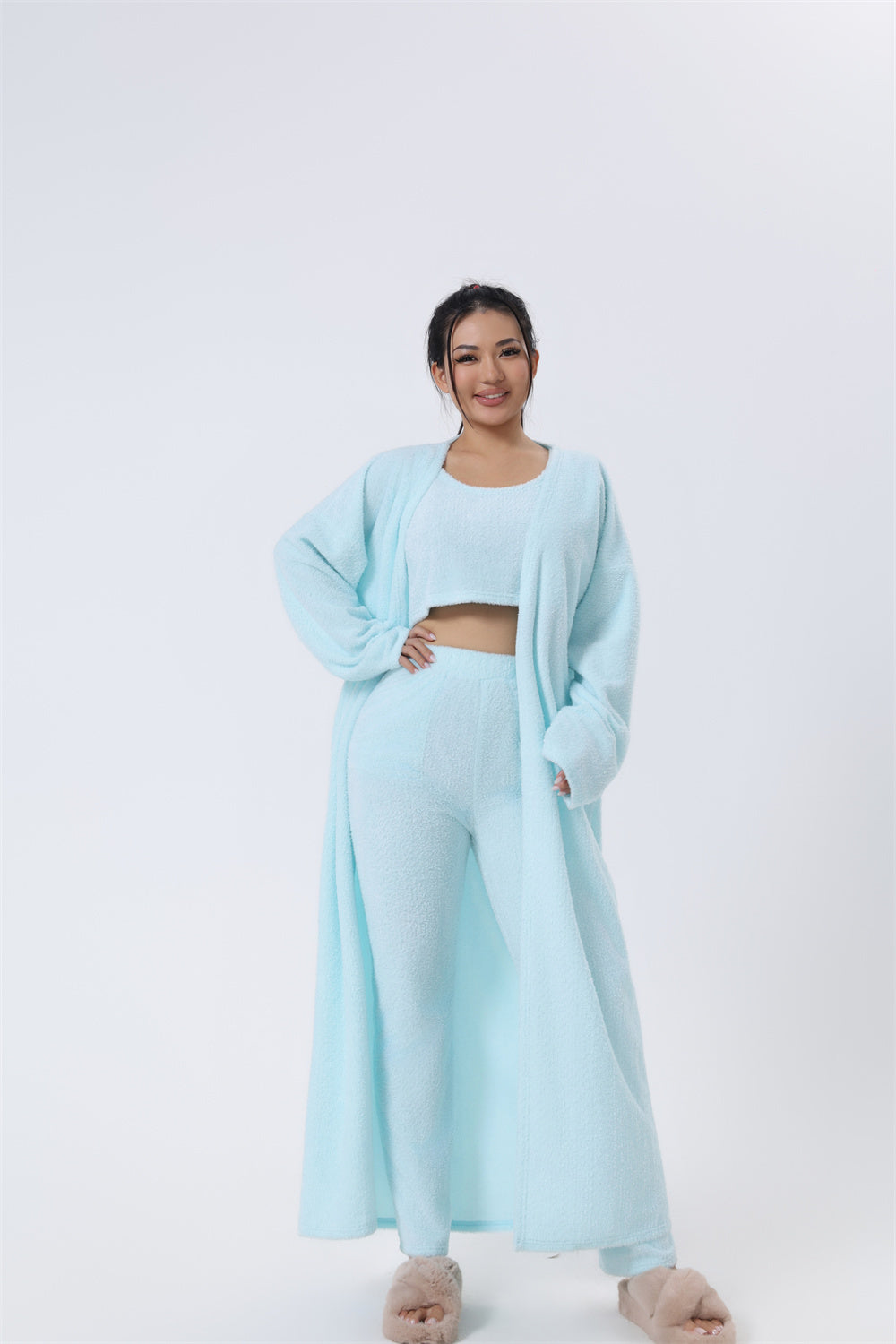 Cozy 3 Piece Lounge Wear Pajama Set - Cute Loungewear, Warm Suit Sets, Matching Set, Lounge Set, 3 Piece Pant Sets, Women Winter Dress