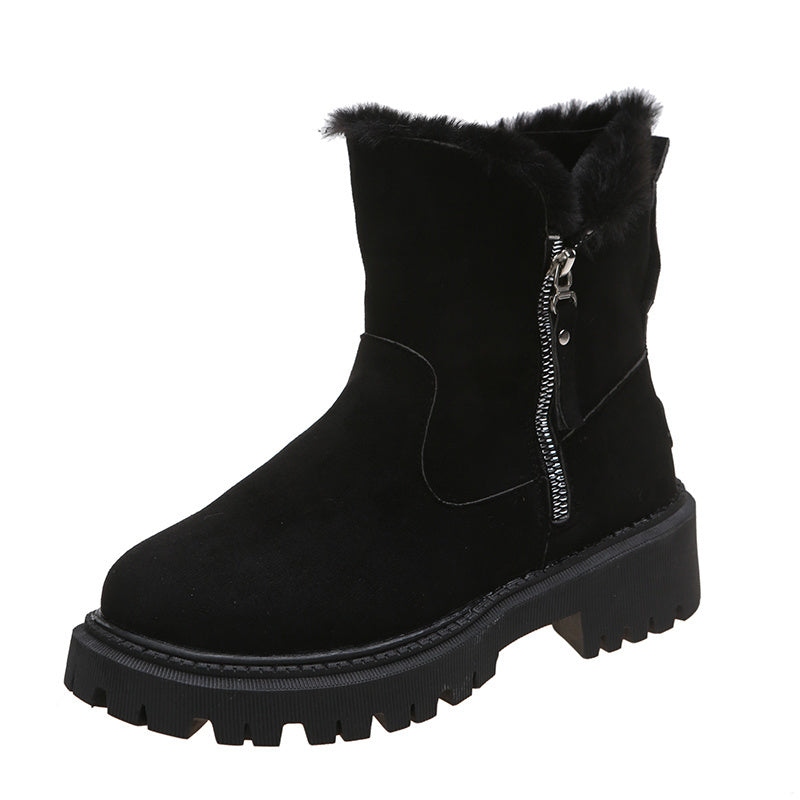 Thick Plush Snow Boots - Women Faux Suede Non-slip Winter Shoes