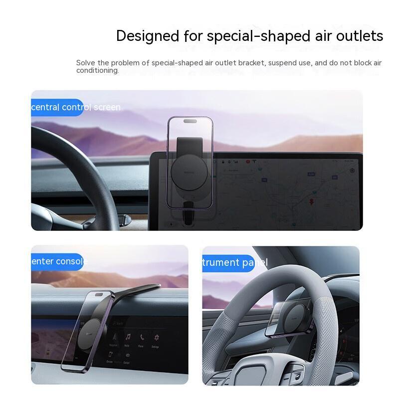 Magnetic Bendable Car Mobile Phone Holder - Wireless Charger Phone Holder 15W Car Dash Mount Compatible With Phone