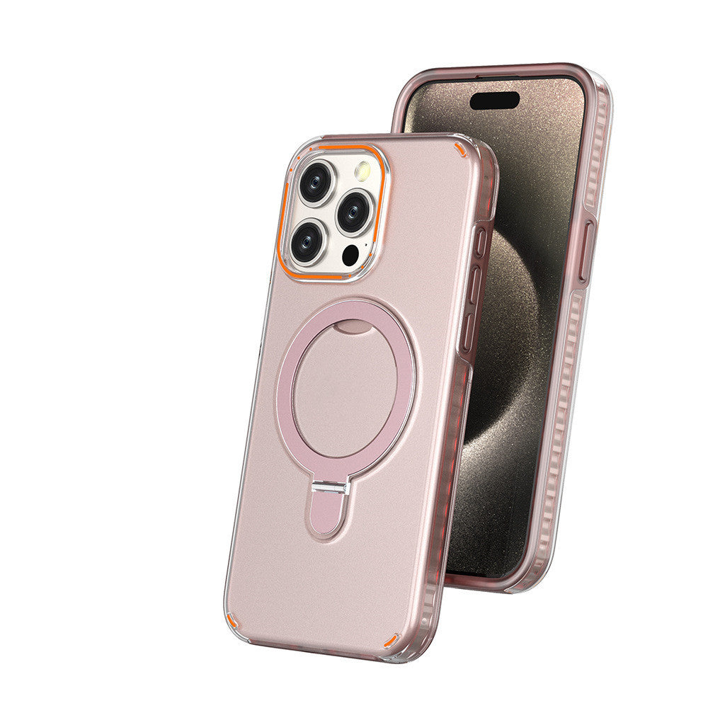 New Colorful Magnetic Bracket Phone Case With Holder Stand - Cover For Magesafe Magnetic Transparent Wireless Charge Case For Phone