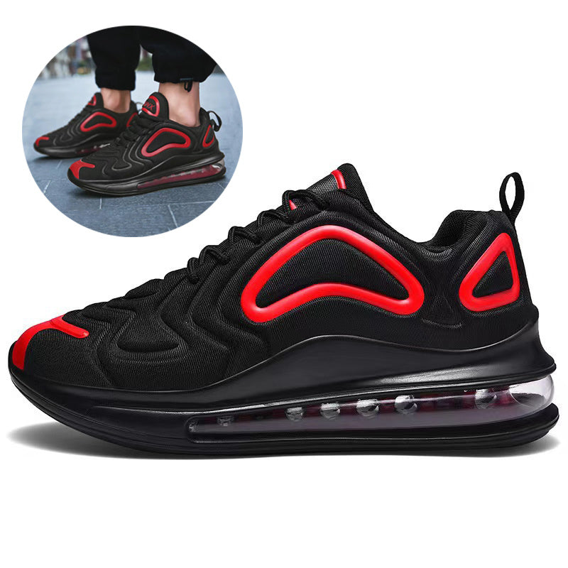 Casual Air Cushion Black Shoes - Men Outdoor Breathable Lace-up Sneakers Running Sports Shoes