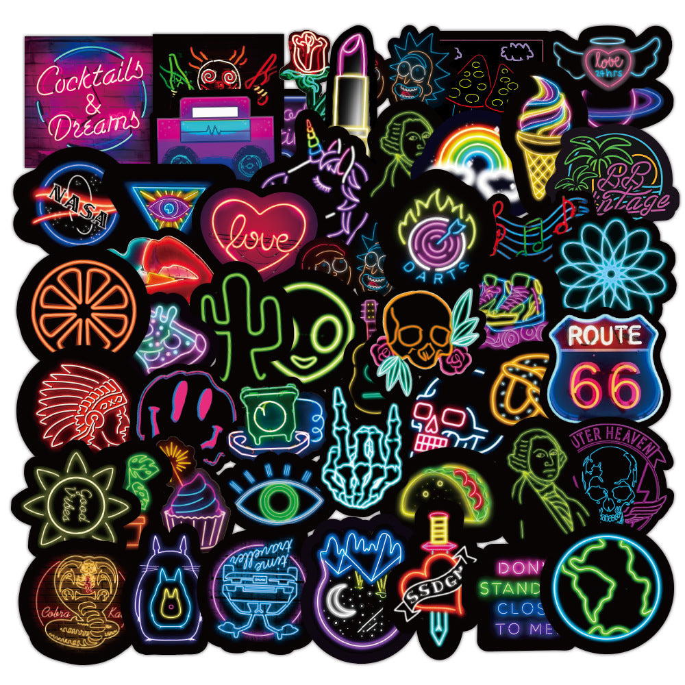 50 Neon Graffiti Stickers - Decorative Waterproof Stickers - JumoShop