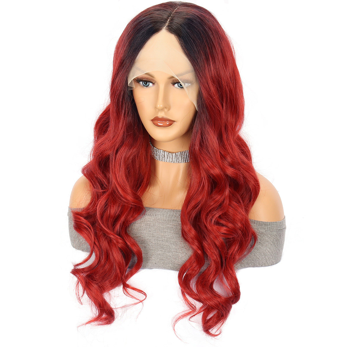 Red Large Wave Long Curly Synthetic Wig