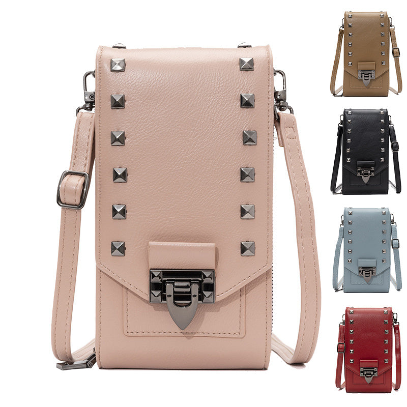 Rivet Design Shoulder Bags - Mobile Phone Handbag Solid Color Crossbody Bags Women