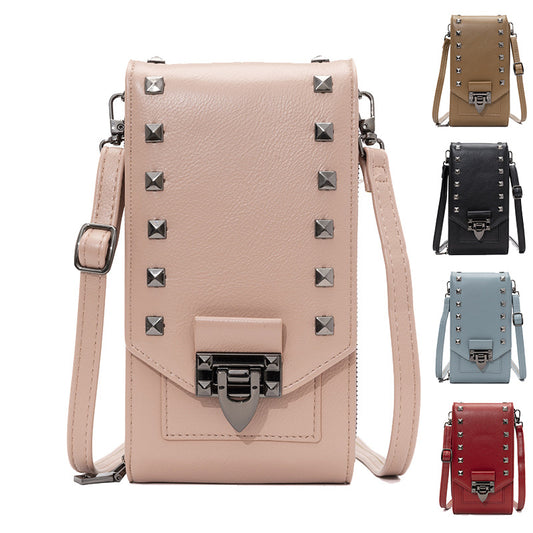Rivet Design Shoulder Bags - Mobile Phone Handbag Solid Color Crossbody Bags Women