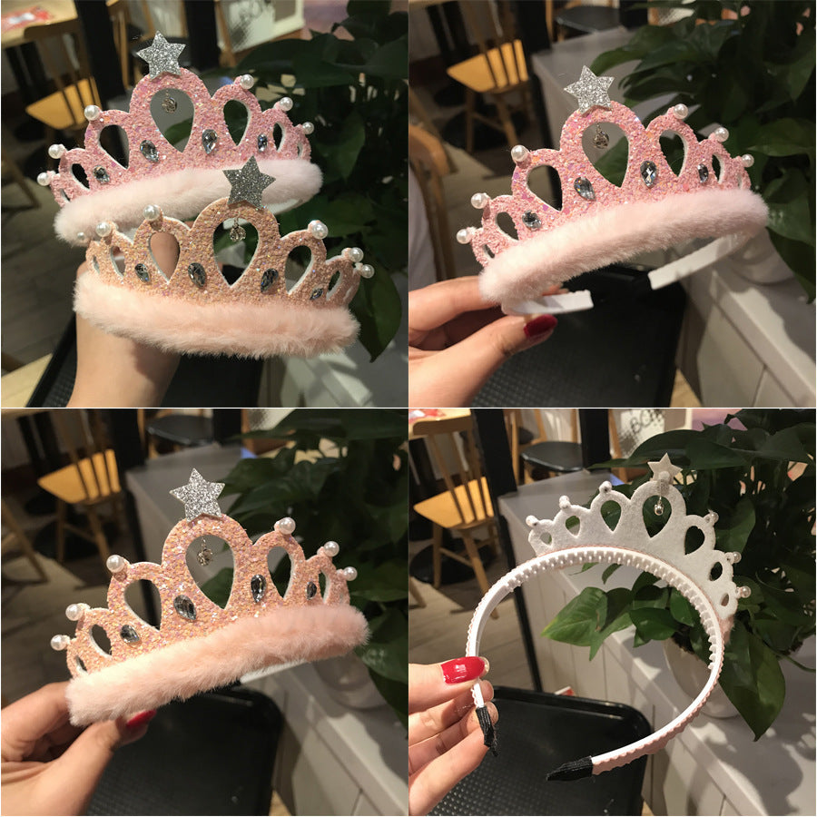 New Sequined Crystal Tiara - Girls Crown, Children's Hair Accessories