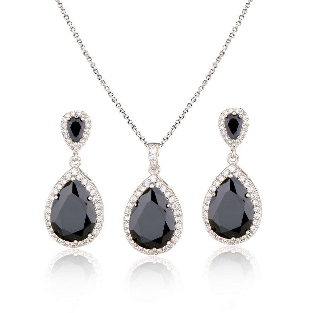 Luxury Bright Zircon Water Drops Wedding Jewelry Set - Bridal Wedding Jewelry Simple Graceful