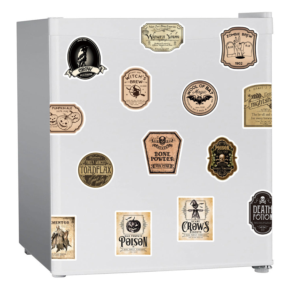 50 Vintage Halloween Bottles With Graffiti Stickers - JumoShop