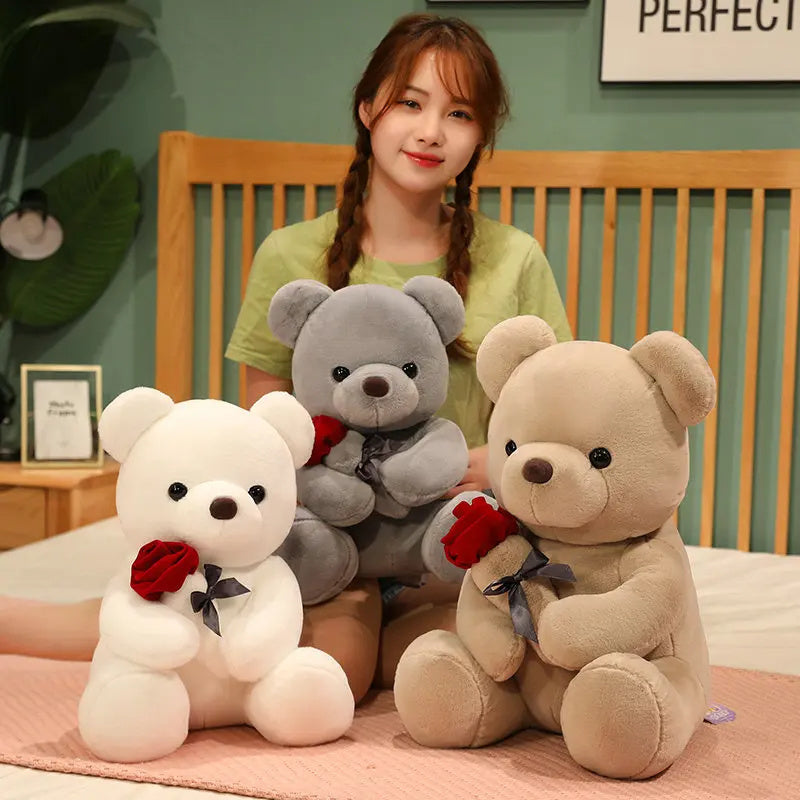 Soft & Cuddly Rose Bear Plush Toy – The Perfect Hug Buddy for Kids