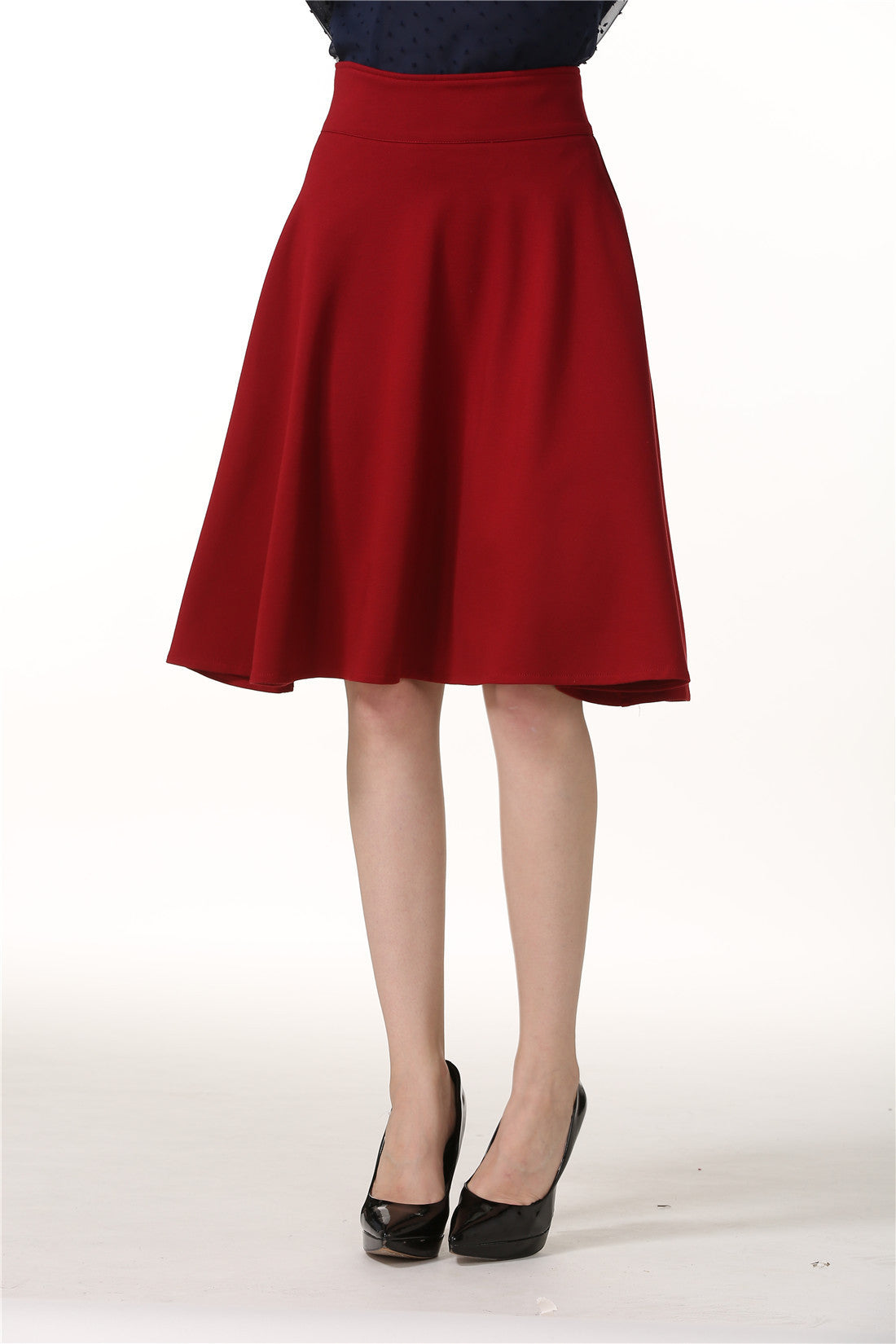 All-match Umbrella High Waist Mid-length Skirt