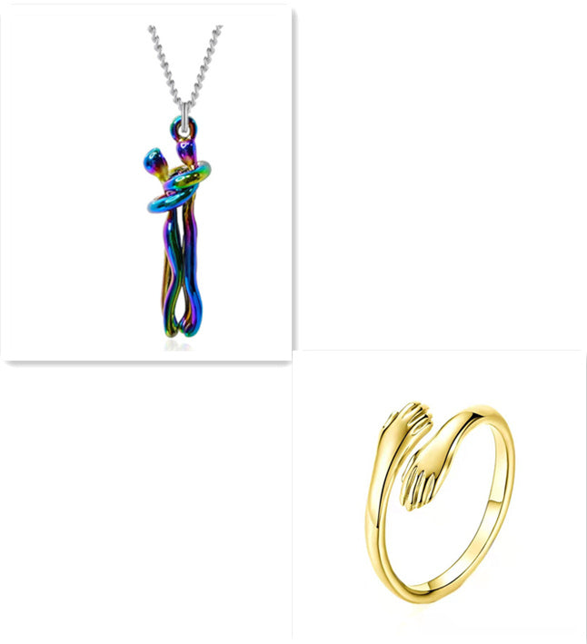 Love Hug Necklace - Unisex Men Women Couple Jewelry Chain Valentines Day Lover Gift