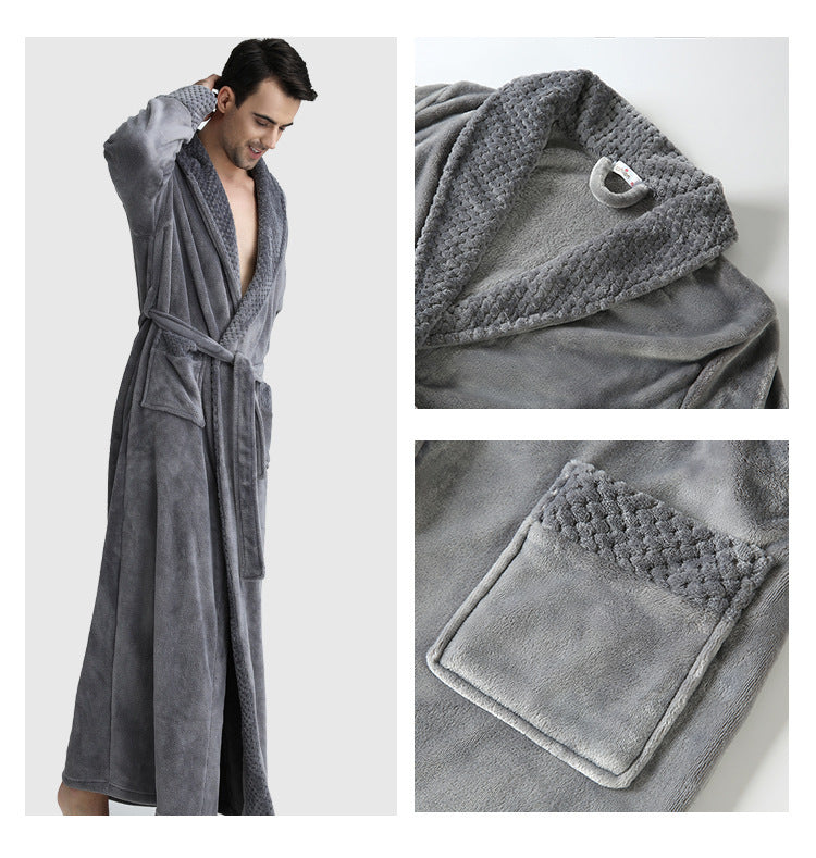 Men's Winter Coral Fleece Nightgown - Homewear Thickened Pajamas