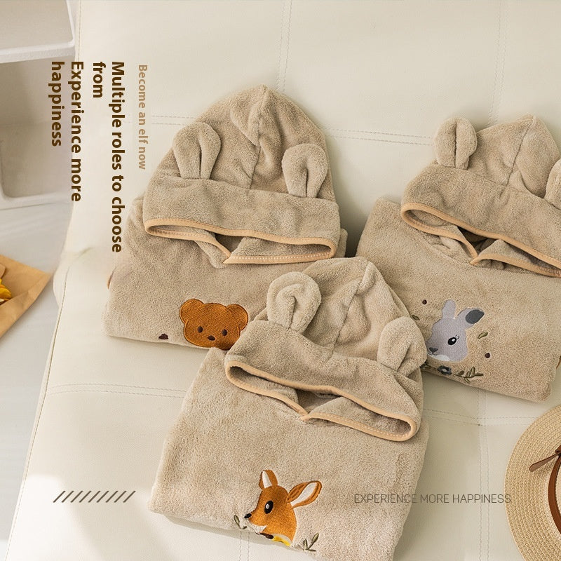 Coral Fleece Children's Bathrobes Cartoon Cloak Wearable