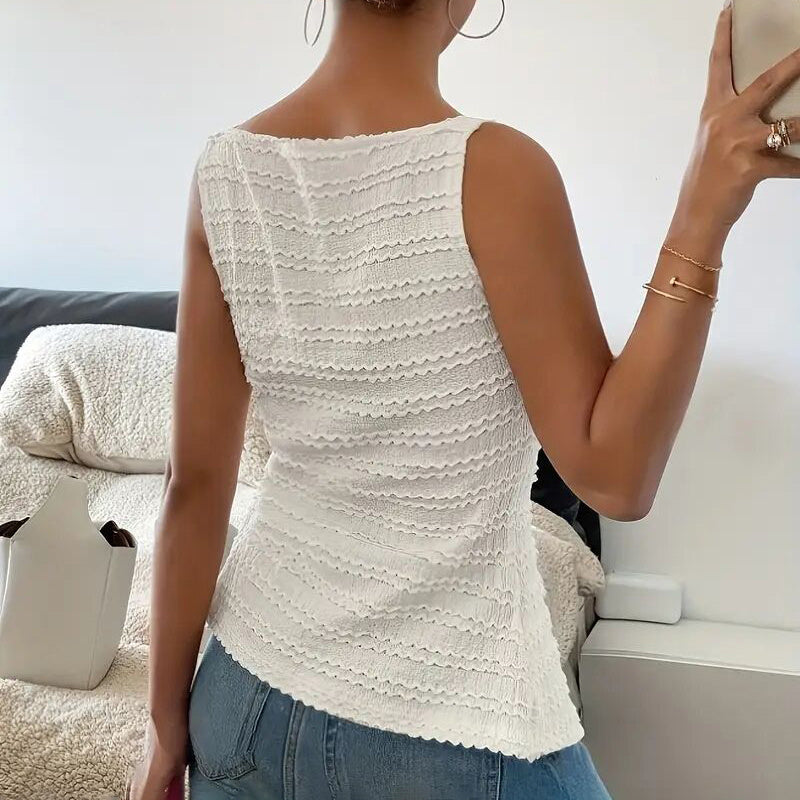 Fashionable Square Neck Button Blouse - Womens Trendy Square Neck Button Up Vest Top Y2k Going Out Tank Tops