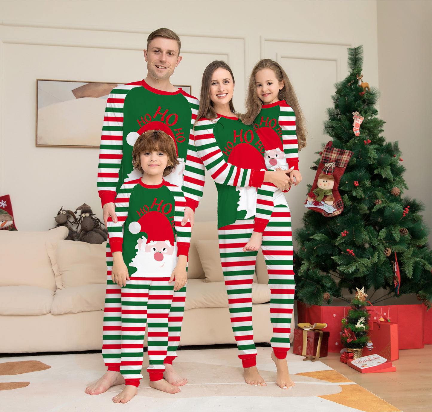 Christmas Family Pajamas Matching Sets - Red Stripe Xmas Holiday Sleepwear Jammies Long Sleeve PJs Outfits